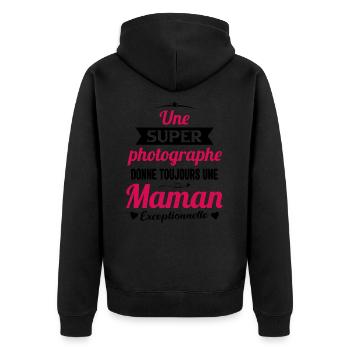 Photographe Maman Exceptionnelle Cadeau Drôle - Veste à capuche bio Premium Unisexe - noir - Dos - Nico (187cm)