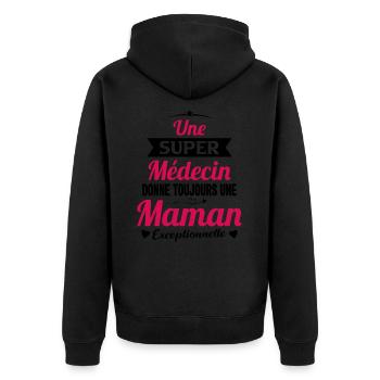 Médecin fête des mères future maman métier - Veste à capuche bio Premium Unisexe - noir - Dos - Nico (187cm)