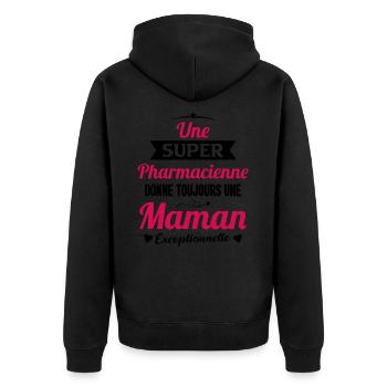 Pharmacienne Future Maman fête des mères - Veste à capuche bio Premium Unisexe - noir - Dos - Nico (187cm)