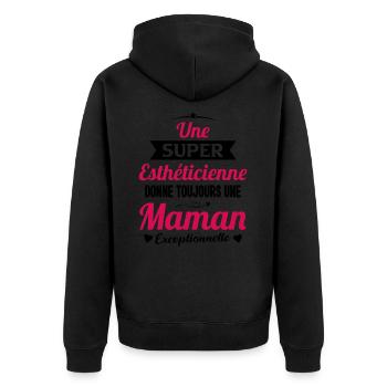 Esthéticienne future maman cadeau annonce mère - Veste à capuche bio Premium Unisexe - noir - Dos - Nico (187cm)