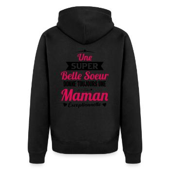 Belle soeur future maman cadeau drôle annonce mère - Veste à capuche bio Premium Unisexe - noir - Dos - Nico (187cm)