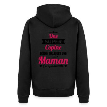 Copine future maman mère cadeau drôle naissance - Veste à capuche bio Premium Unisexe - noir - Dos - Nico (187cm)