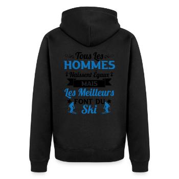Ski - Hommes naissent égaux meilleurs font du ski - Veste à capuche bio Premium Unisexe - noir - Dos - Nico (187cm)