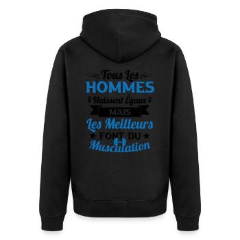 Hommes égaux les meilleurs font de la musculation - Veste à capuche bio Premium Unisexe - noir - Dos - Nico (187cm)