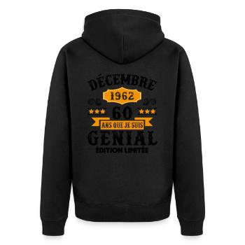 60 Ans Anniversaire Vintage En Décembre 1962 - Veste à capuche bio Premium Unisexe - noir - Dos - Nico (187cm)