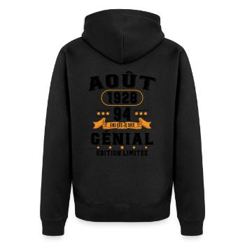 94 Ans Anniversaire Vintage Né(e) en Août 1928 - Veste à capuche bio Premium Unisexe - noir - Dos - Nico (187cm)