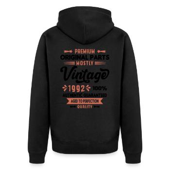 Vintage 1992 Cadeau D'anniversaire - Veste à capuche bio Premium Unisexe - noir - Dos - Nico (187cm)