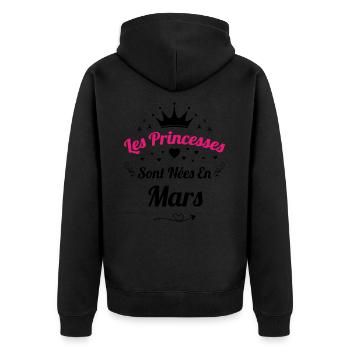 Les Princesses Sont Nées En Mars Anniversaire - Veste à capuche bio Premium Unisexe - noir - Dos - Nico (187cm)