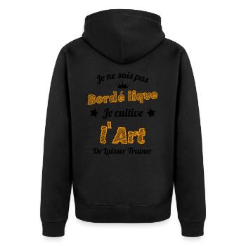 Pas Bordélique l'art De Laisser Traîner Humour - Veste à capuche bio Premium Unisexe - noir - Dos - Nico (187cm)