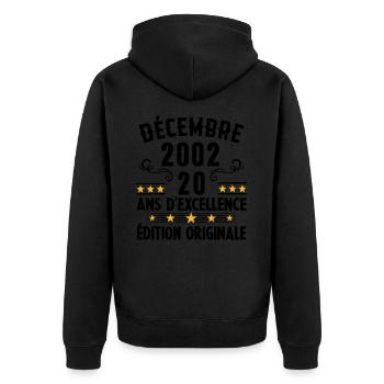 20 Ans Anniversaire Vintage Né(e) en Décembre 2002 - Veste à capuche bio Premium Unisexe - noir - Dos - Nico (187cm)
