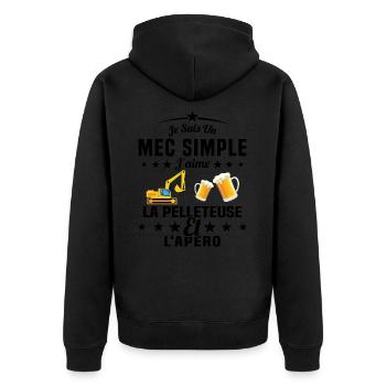 Un Mec Simple J'aime La Pelleteuse Et L'apéro - Veste à capuche bio Premium Unisexe - noir - Dos - Nico (187cm)
