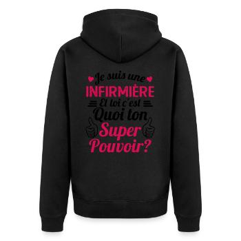 Je suis une Infirmière c'est mon super pouvoir - Veste à capuche bio Premium Unisexe - noir - Dos - Nico (187cm)