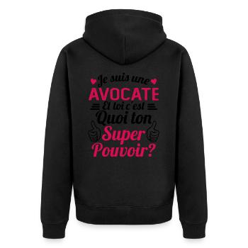 Je suis une Avocate c'est mon super pouvoir - Veste à capuche bio Premium Unisexe - noir - Dos - Nico (187cm)