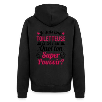 Je suis une Toiletteuse c'est mon super pouvoir - Veste à capuche bio Premium Unisexe - noir - Dos - Nico (187cm)