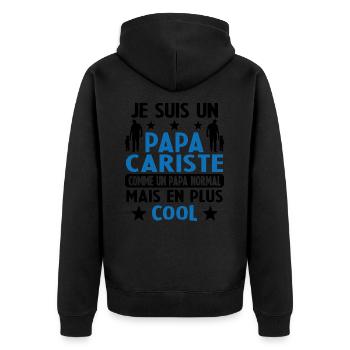 Je suis un Papa Cariste Comme un Papa Normal - Veste à capuche bio Premium Unisexe - noir - Dos - Nico (187cm)