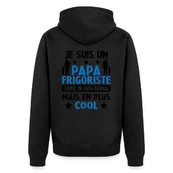 Je suis un Papa Frigoriste Comme un Papa normal - Veste à capuche bio Premium Unisexe - noir - Dos - Nico (187cm)