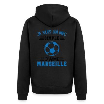 je suis un mec simple j'aime Marseille - Veste à capuche bio Premium Unisexe - noir - Dos - Nico (187cm)