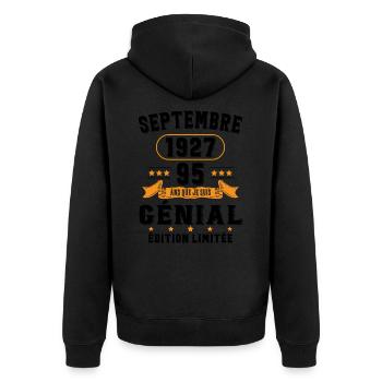 95 Ans Anniversaire Vintage En Septembre 1927 - Veste à capuche bio Premium Unisexe - noir - Dos - Nico (187cm)