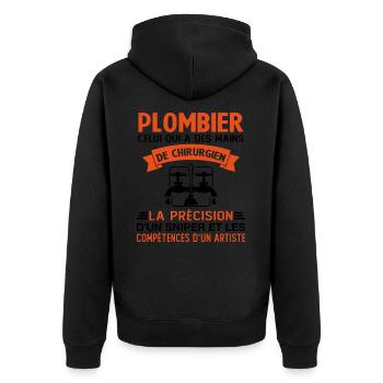 Homme Cadeau drôle plombiers Humour - Veste à capuche bio Premium Unisexe - noir - Dos - Nico (187cm)