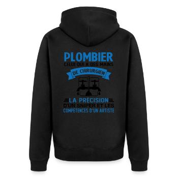 Homme Cadeau drôle plombiers Humour - Veste à capuche bio Premium Unisexe - noir - Dos - Nico (187cm)