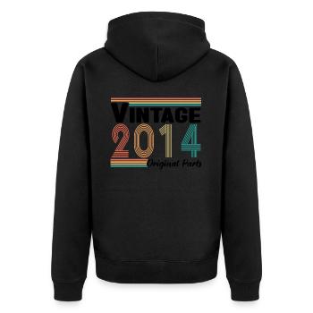 Vintage 2014 Originalteile Geburtstagsgeschenk - Unisex Premium Bio Zip Hoodie - Schwarz - Hinten - Nico (187cm)