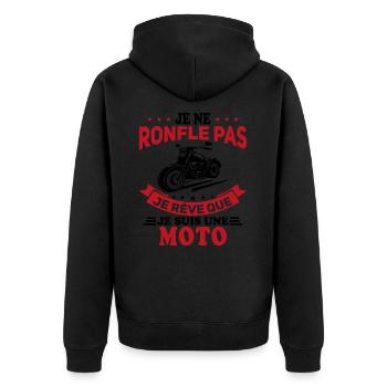 Je Ne Ronfle Pas Je Rêve Que Je Suis Une Moto - Veste à capuche bio Premium Unisexe - noir - Dos - Nico (187cm)