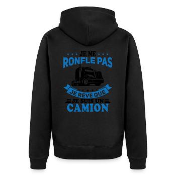 Je Ne Ronfle Pas Je Rêve Que Je Suis Un Camion - Veste à capuche bio Premium Unisexe - noir - Dos - Nico (187cm)