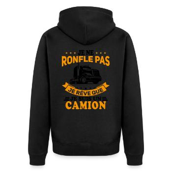 Je Ne Ronfle Pas Je Rêve Que Je Suis Un Camion - Veste à capuche bio Premium Unisexe - noir - Dos - Nico (187cm)