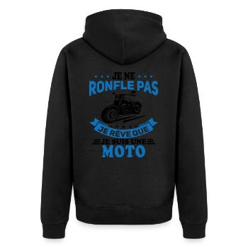 Je Ne Ronfle Pas Je Rêve Que Je Suis Une Moto - Veste à capuche bio Premium Unisexe - noir - Dos - Nico (187cm)