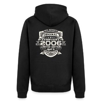 February 2006 17th birthday gift man - Unisex Premium Organic Zip Hoodie - black - Back - Nico (187cm)