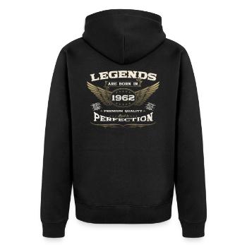 61st birthday legend born 1962 gift man - Unisex Premium Organic Zip Hoodie - black - Back - Nico (187cm)