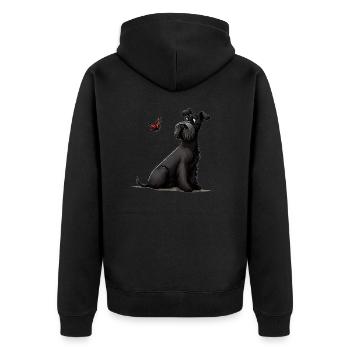 Riesenschnauzer / Schnauzer Hunde Design Geschenk - Unisex Premium Bio Zip Hoodie - Schwarz - Hinten - Nico (187cm)