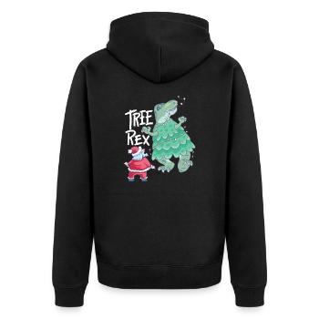 Tree Rex Weihnachten Lustig Weihnachtsmann Trex - Unisex Premium Bio Zip Hoodie - Schwarz - Hinten - Nico (187cm)