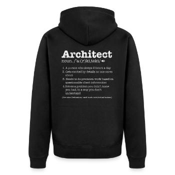 Architekt - Unisex Premium Bio Zip Hoodie - Schwarz - Hinten - Nico (187cm)