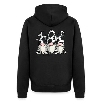 Cute Cow Print Gnomes - Unisex Premium Organic Zip Hoodie - black - Back - Nico (187cm)