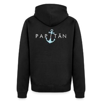 PAPITÄN - DAD - DADDY - ANKER - Geschenkidee - Unisex Premium Bio Zip Hoodie - Schwarz - Hinten - Nico (187cm)