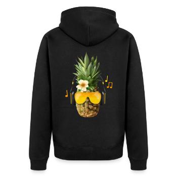 Fette Ananas Beats - T-Shirt Sommermotiv - Unisex Premium Bio Zip Hoodie - Schwarz - Hinten - Nico (187cm)