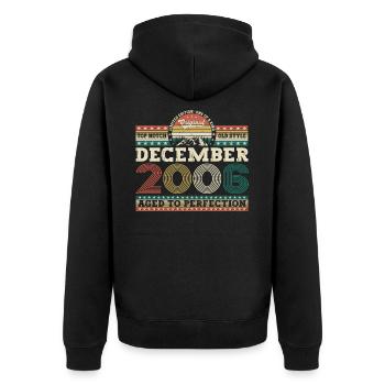 December Year 2006 16th birthday gift - Unisex Premium Organic Zip Hoodie - black - Back - Nico (187cm)