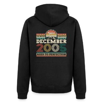 Décembre Année 2005 Cadeau du 17e anniversaire - Veste à capuche bio Premium Unisexe - noir - Dos - Nico (187cm)