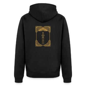 Polyhedral Dice Set Sword Golden Deco Tabletop RPG - Unisex Premium Organic Zip Hoodie - black - Back - Nico (187cm)