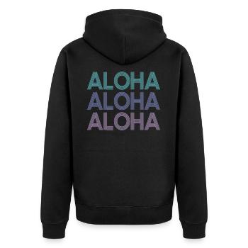 Aloha Aloha Aloha | Colors can be changed - Unisex Premium Organic Zip Hoodie - black - Back - Nico (187cm)