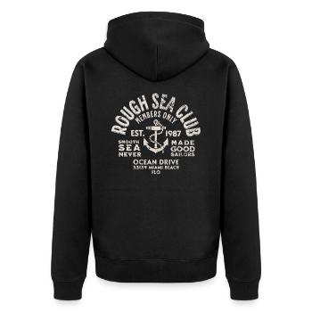 Rough sea club Miami Beach - Unisex Premium Organic Zip Hoodie - black - Back - Nico (187cm)