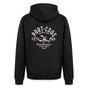 Port Cros Einheimische Hummer - Unisex Premium Bio Zip Hoodie - Schwarz - Hinten - Nico (187cm)
