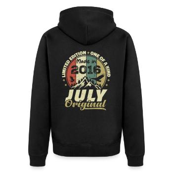 July 2016 Birthday Gift 2016 July 2016 - Unisex Premium Organic Zip Hoodie - black - Back - Nico (187cm)