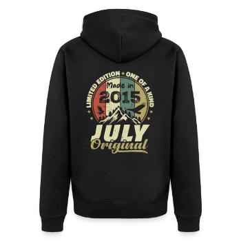 July 2015 Birthday Gift 2015 July 2015 - Unisex Premium Organic Zip Hoodie - black - Back - Nico (187cm)