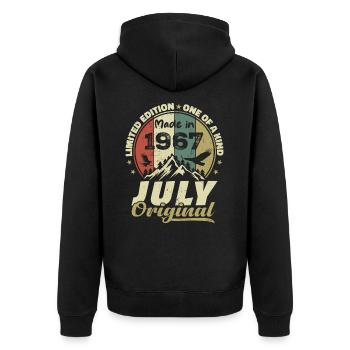 Juli 1967 Geburtstagsgeschenk 1967 Juli 1967 - Unisex Premium Bio Zip Hoodie - Schwarz - Hinten - Nico (187cm)
