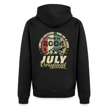 Juillet 2004 Cadeau Anniversaire 2004 Juillet 2004 - Veste à capuche bio Premium Unisexe - noir - Dos - Nico (187cm)