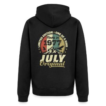 July 1977 Birthday Gift 1977 July 1977 - Unisex Premium Organic Zip Hoodie - black - Back - Nico (187cm)
