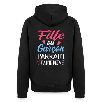 Fille ou Garçon Parrain T'aime Déjà - Veste à capuche bio Premium Unisexe - noir - Dos - Nico (187cm)