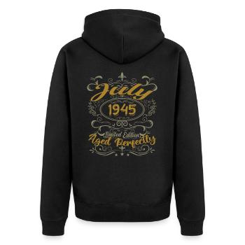 July 1945 Birthday July 1945 Gift 1945 - Unisex Premium Organic Zip Hoodie - black - Back - Nico (187cm)